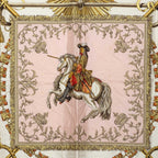 Hermes Carre 90 LV Dovicvs Magnvs White Louis 14 on Horseback Scarf Pink — view 2