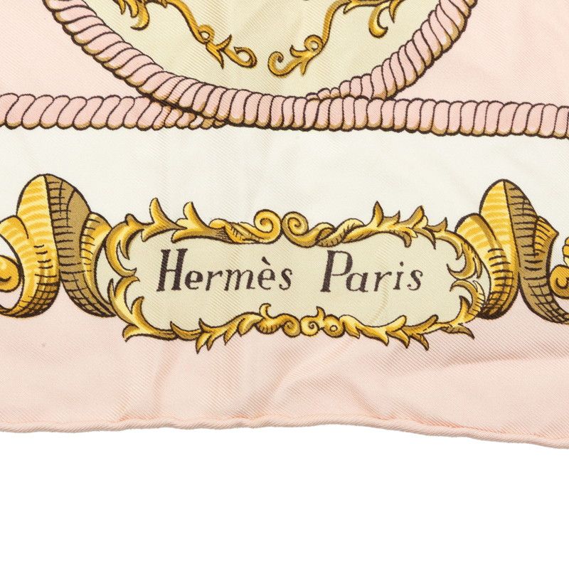 Hermes Carre 90 LV Dovicvs Magnvs White Louis 14 on Horseback Scarf Pink — view 8