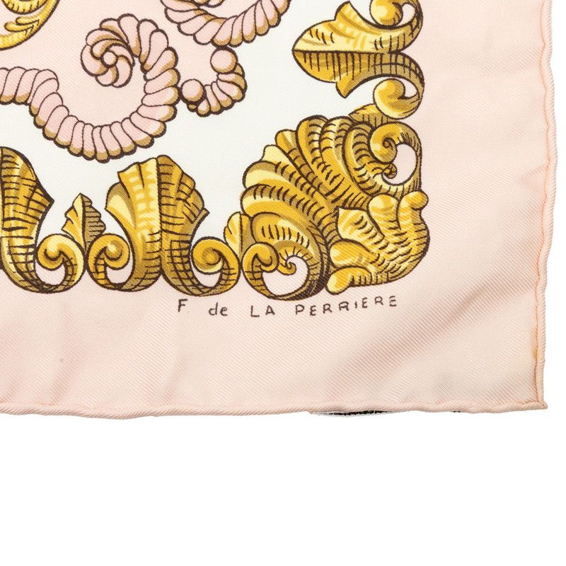 Hermes Carre 90 LV Dovicvs Magnvs White Louis 14 on Horseback Scarf Pink — view 4