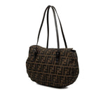 Fendi Zucca Tote Shoulder Bag Brown Canvas Leather — view 2