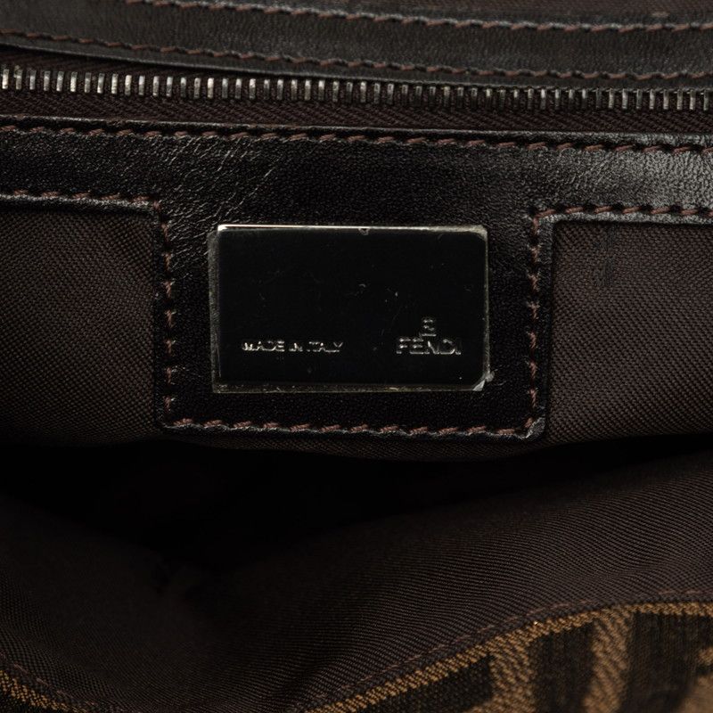 Fendi Zucca Tote Shoulder Bag Brown Canvas Leather — view 7