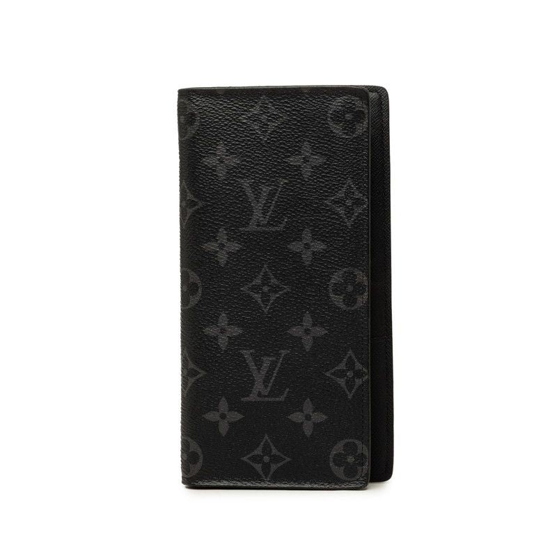 Louis Vuitton Monogram Eclipse Portefeuille Brazza Wallet Gray Leather