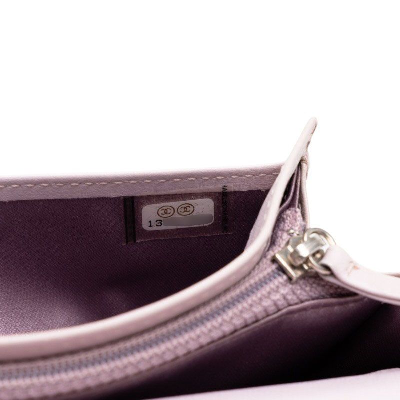 Chanel CC Logo Camellia Embossed Wallet Greige Silver Lambskin — view 7