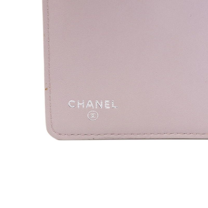 Chanel CC Logo Camellia Embossed Wallet Greige Silver Lambskin — view 6