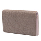 Chanel CC Logo Camellia Embossed Wallet Greige Silver Lambskin — view 2