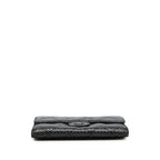 Chanel CC Logo Quilted Perforated Bifold Wallet Black Silver Lambskin — view 3