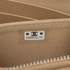 Chanel CC Logo Bifold Wallet Beige Silver Leather — view 7