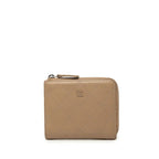 Chanel CC Logo Bifold Wallet Beige Silver Leather