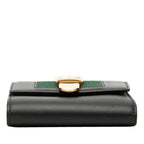 Gucci Sherry Line Sylvie Trifold Wallet Black Gold Leather — view 3