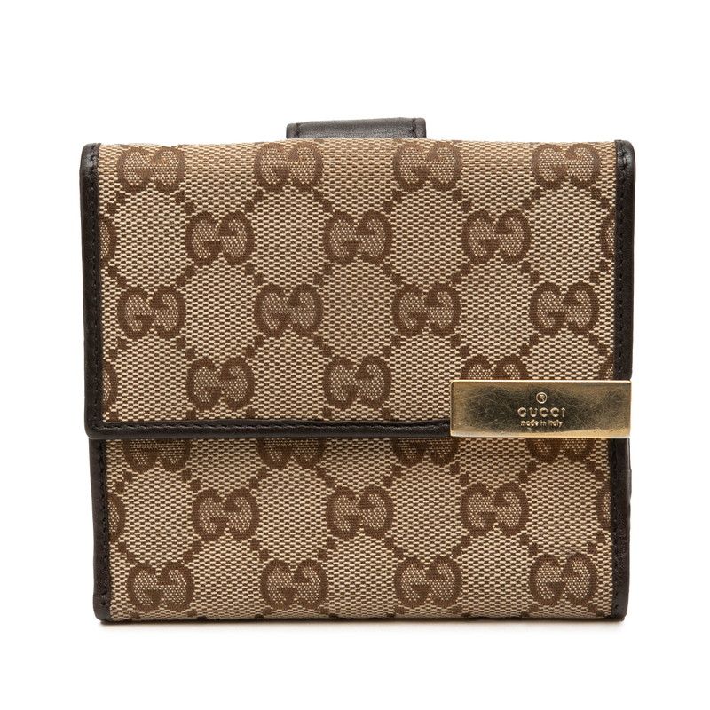 Gucci GG Canvas Bifold Wallet Beige Brown