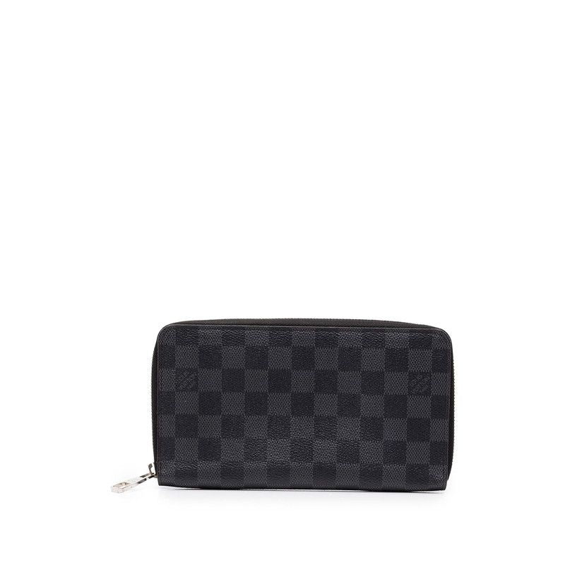 Louis Vuitton Damier Graphite Zippy Organizer Zip Around Wallet Black Leather