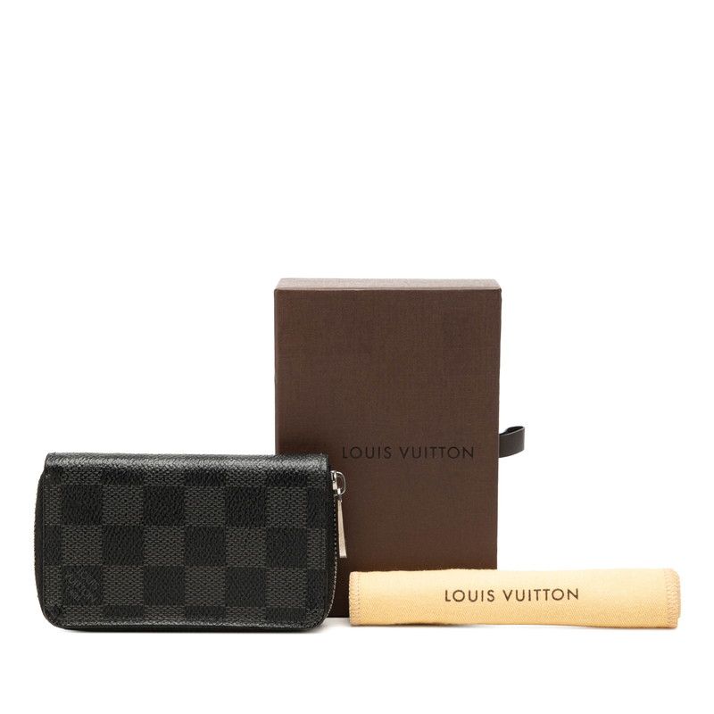 Louis Vuitton Damier Graphite Zippy Coin Purse Black Leather — view 7