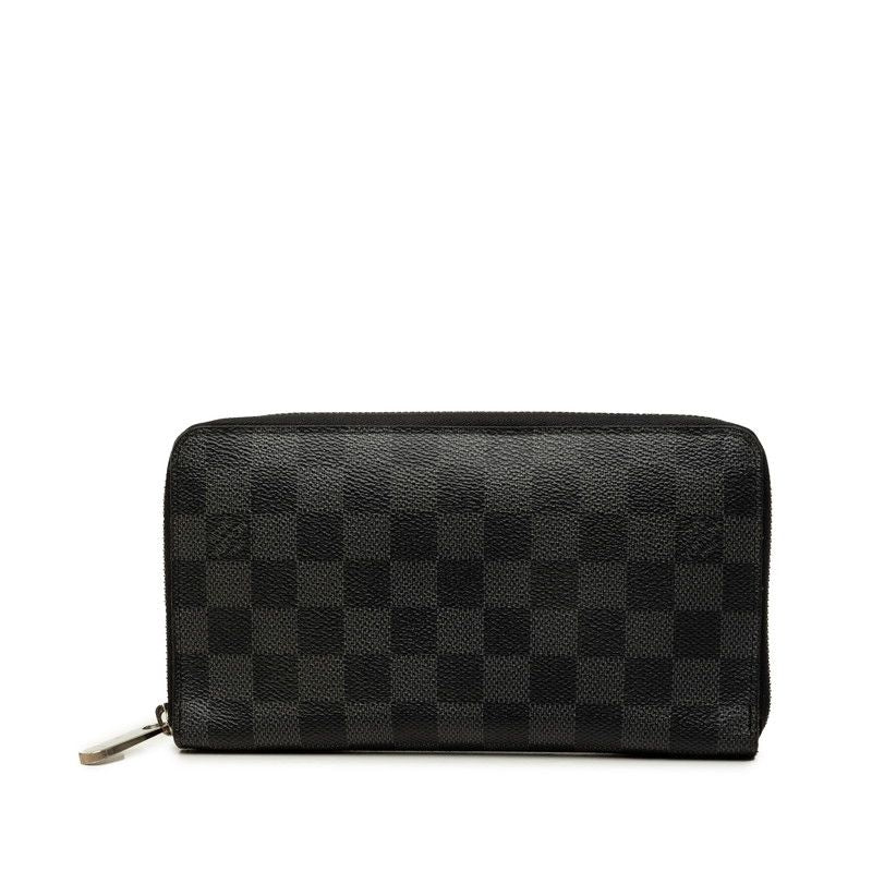 Louis Vuitton Damier Graphite Zippy Organizer Zip Around Wallet Black Leather