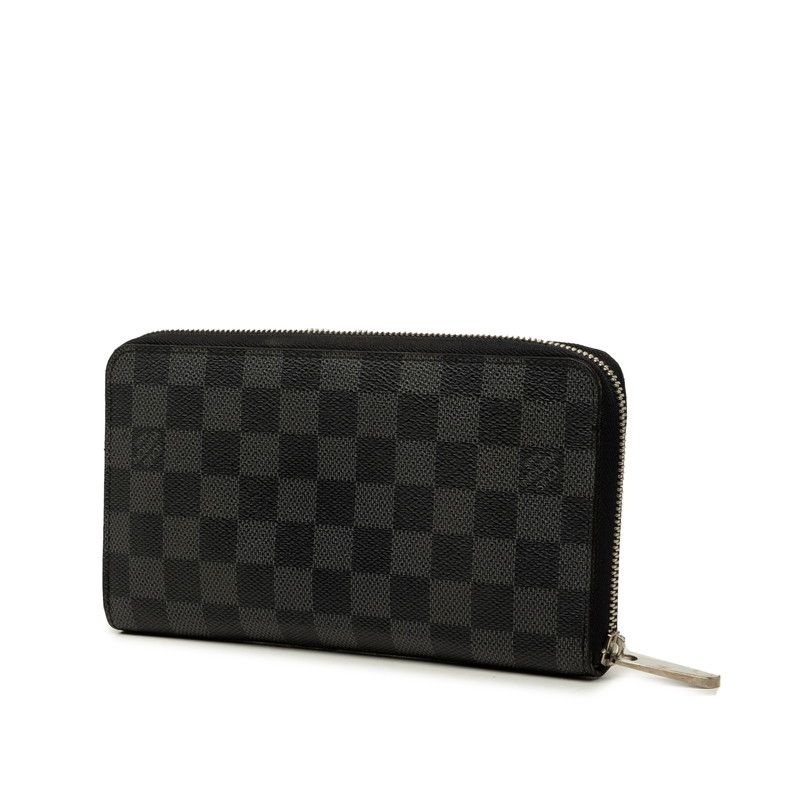 Louis Vuitton Damier Graphite Zippy Organizer Zip Around Wallet Black Leather — view 2