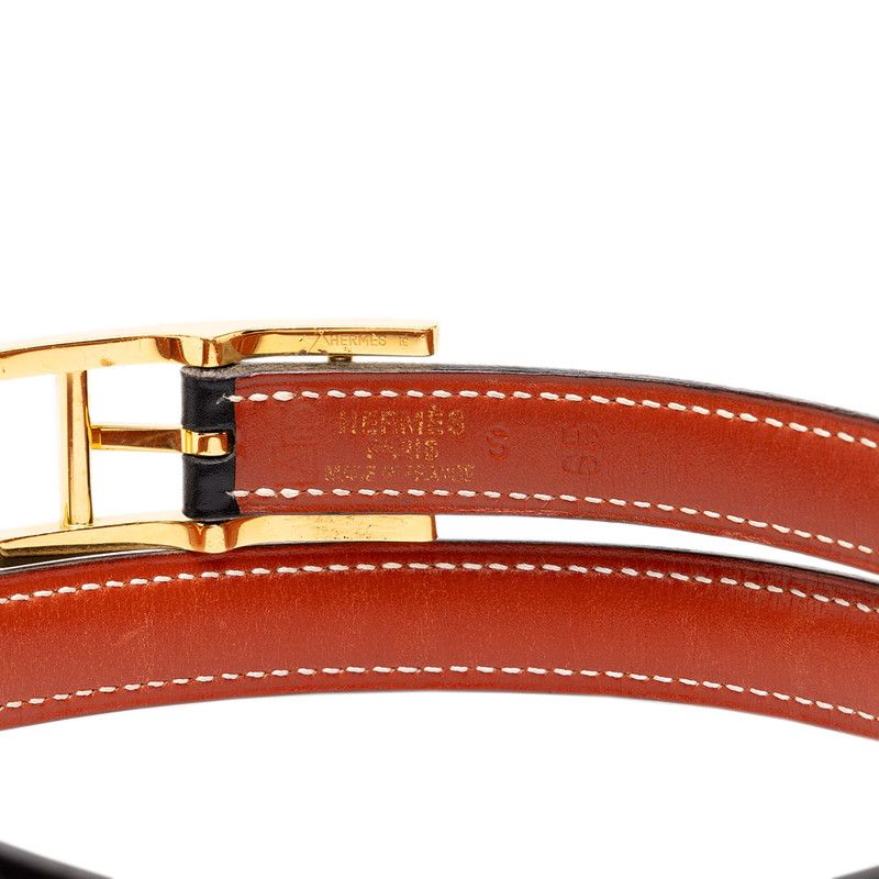 Hermes Hapi Reversible Belt Stamp 65 Black Gold Leather — view 5