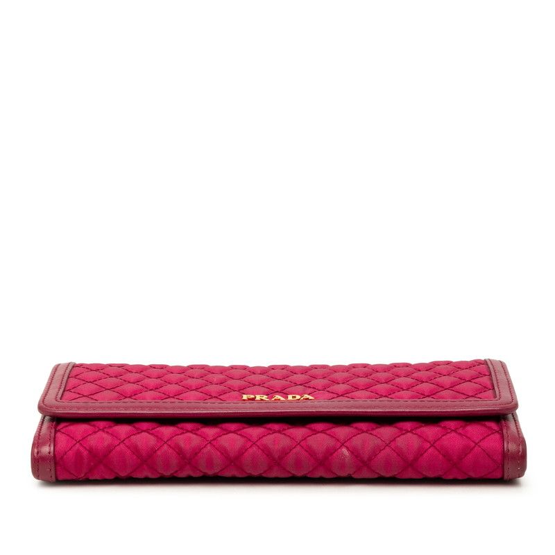 Prada Quilted Wallet Wine Red Nylon Leather — view 3