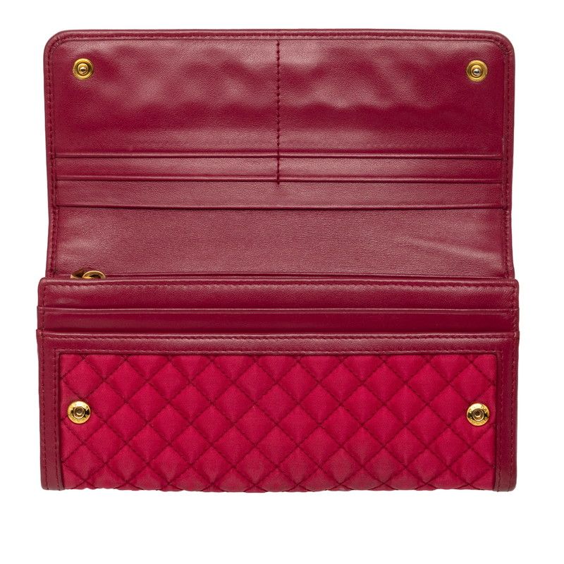 Prada Quilted Wallet Wine Red Nylon Leather — view 4