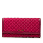 Prada Quilted Wallet Wine Red Nylon Leather