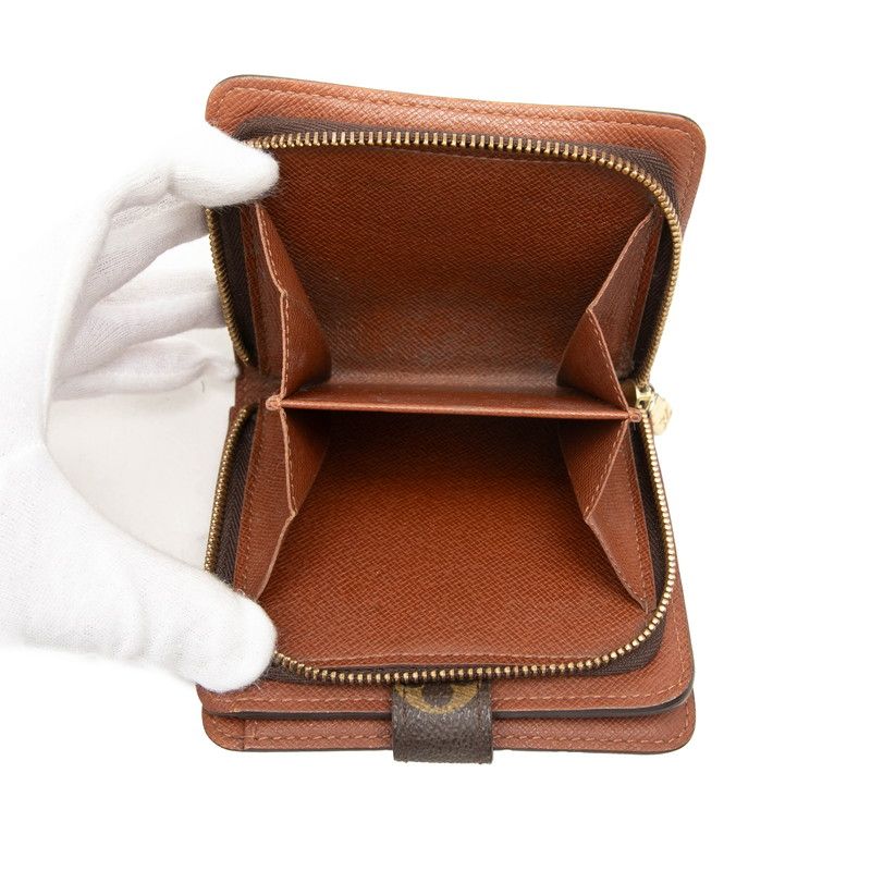 Louis Vuitton Monogram Compact Zip Wallet Bifold Brown Leather — view 5