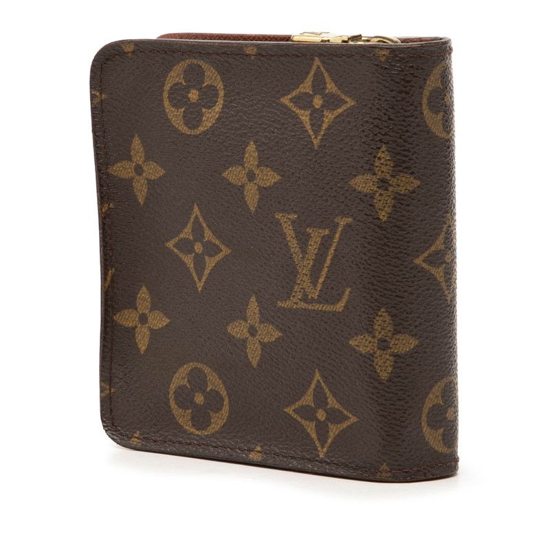 Louis Vuitton Monogram Compact Zip Wallet Bifold Brown Leather — view 2
