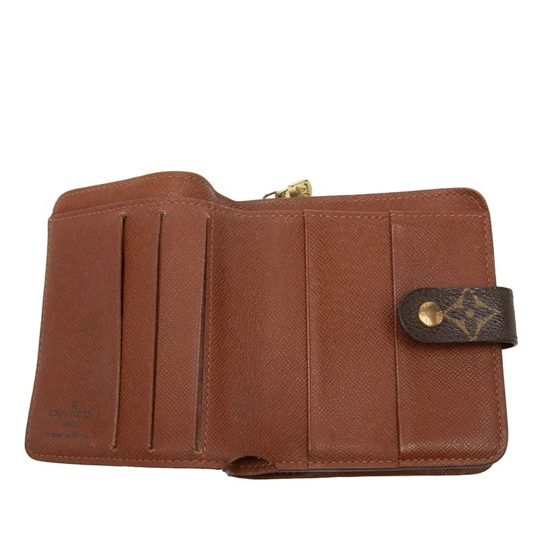 Louis Vuitton Monogram Compact Zip Wallet Bifold Brown Leather — view 4
