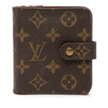Louis Vuitton Monogram Compact Zip Wallet Bifold Brown Leather