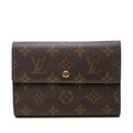 Louis Vuitton Monogram Porte Tresor Etui Papi Bifold Wallet Brown Leather
