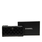 Chanel CC Logo Quilted Wallet Black Patent Leather — view 7