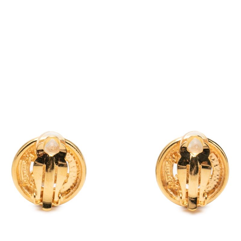 Chanel CC Logo Round Earrings Gold Plated — view 2