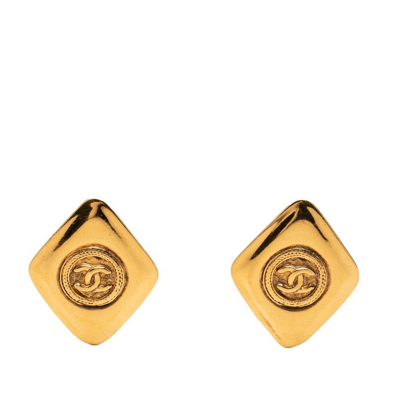 Chanel CC Logo Earrings Gold Plated