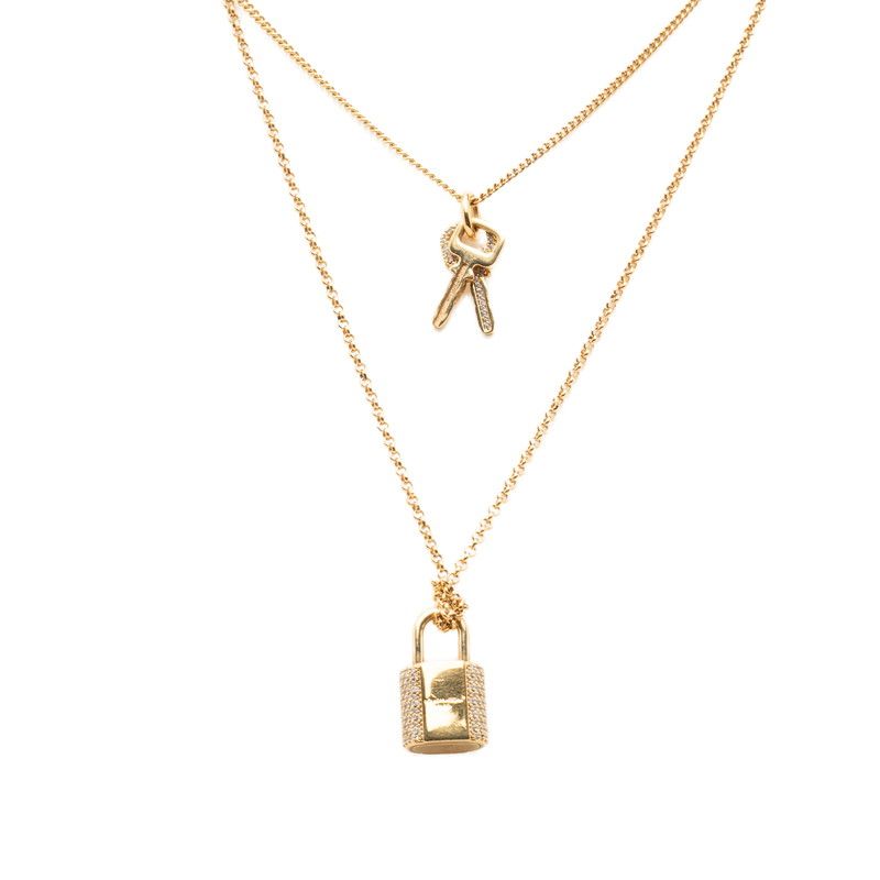 Louis Vuitton LV Padlock Necklace Gold Plated Rhinestone — view 2