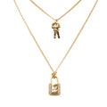 Louis Vuitton LV Padlock Necklace Gold Plated Rhinestone