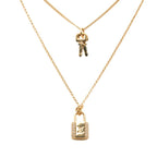 Louis Vuitton LV Padlock Necklace Gold Plated Rhinestone