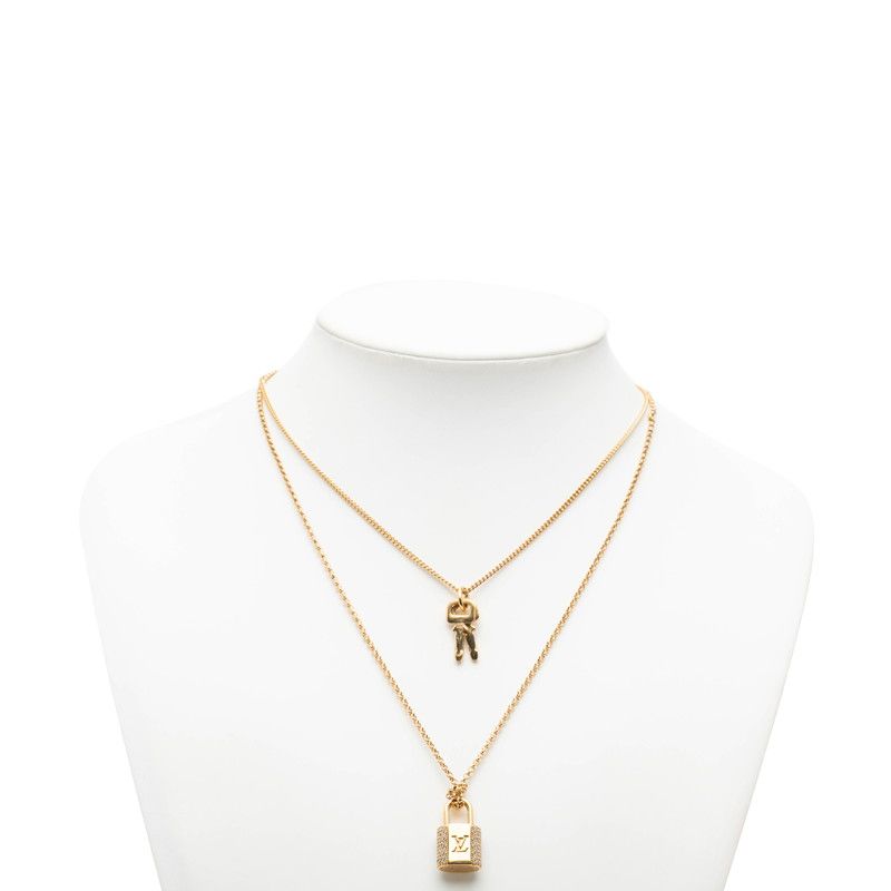 Louis Vuitton LV Padlock Necklace Gold Plated Rhinestone — view 6