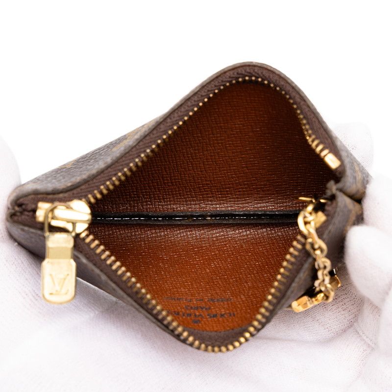 Louis Vuitton Monogram Pochette Cles Coin Purse Key Case Brown Leather — view 4