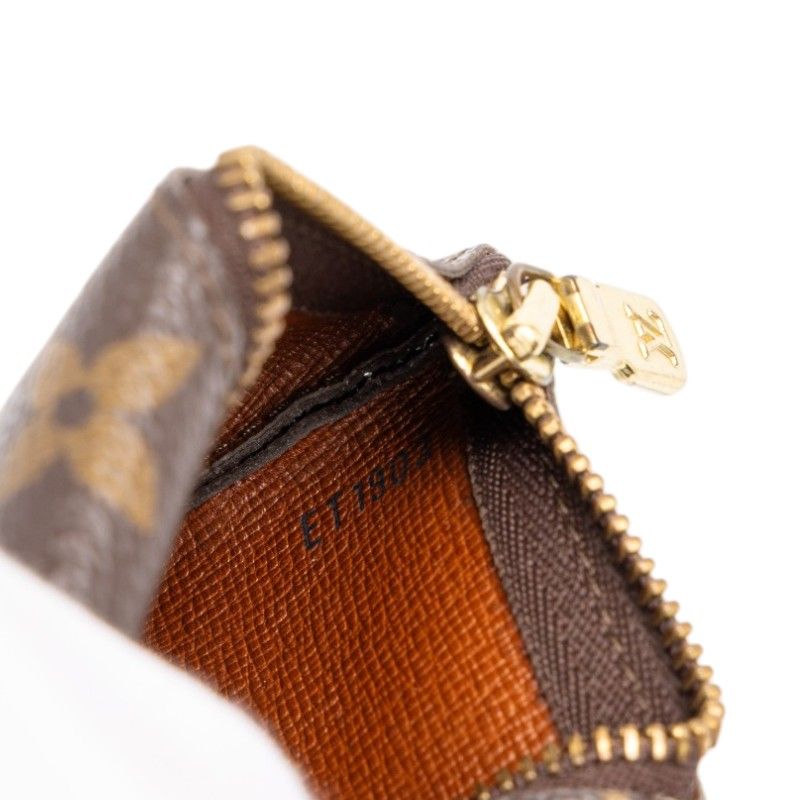 Louis Vuitton Monogram Pochette Cles Coin Purse Key Case Brown Leather — view 6