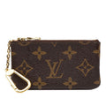 Louis Vuitton Monogram Pochette Cles Coin Purse Key Case Brown Leather