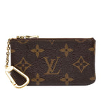 Louis Vuitton Monogram Pochette Cles Coin Purse Key Case Brown Leather
