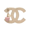 Chanel CC Logo Heart Motif Brooch 05A Gold Plated Faux Pearl