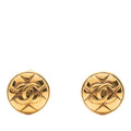 Chanel CC Logo Quilted Earrings Gold Plated