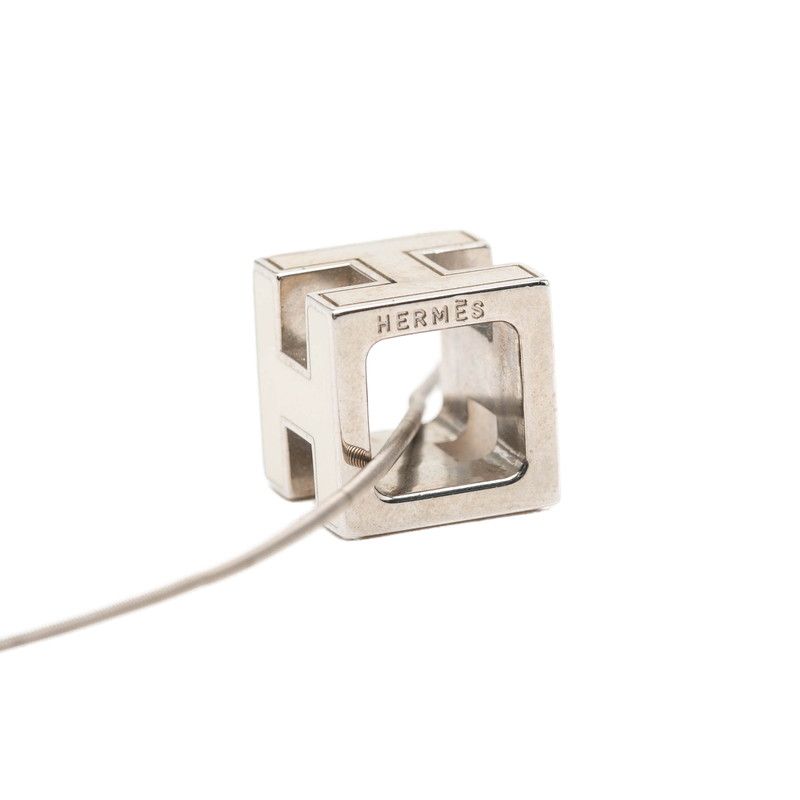 Hermes Cage D'h Cube Necklace Silver White Metal — view 5