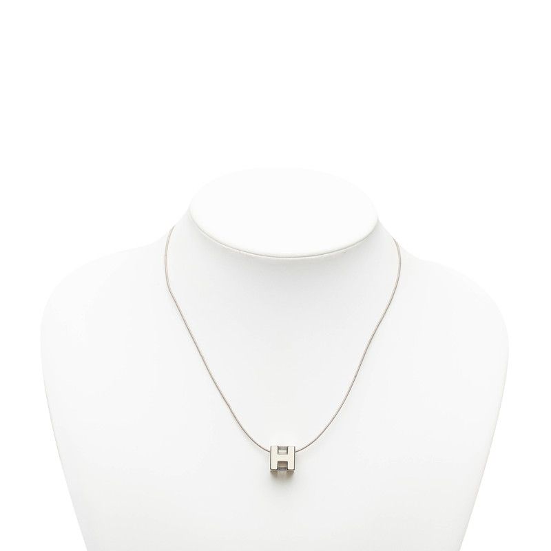 Hermes Cage D'h Cube Necklace Silver White Metal — view 6