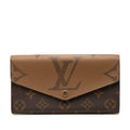 Louis Vuitton Monogram Reverse Portefeuille Sarah Wallet Envelope Brown Leather