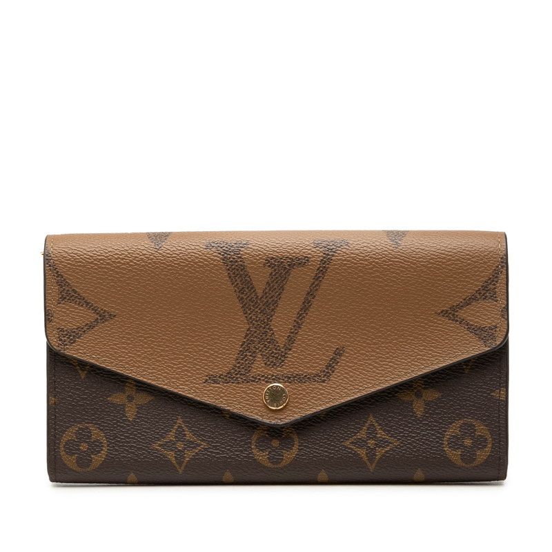 Louis Vuitton Monogram Reverse Portefeuille Sarah Wallet Envelope Brown Leather
