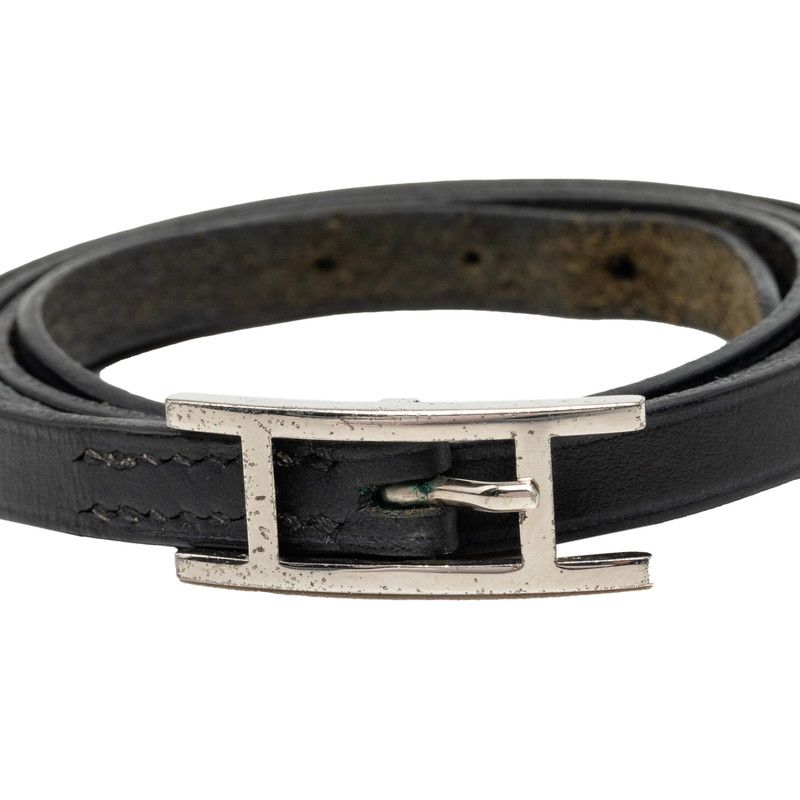 Hermes Hapi 3 Bracelet Long Black Silver Leather — view 4