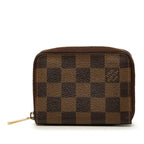Louis Vuitton Damier Ebene Zippy Coin Purse Wallet Brown Leather