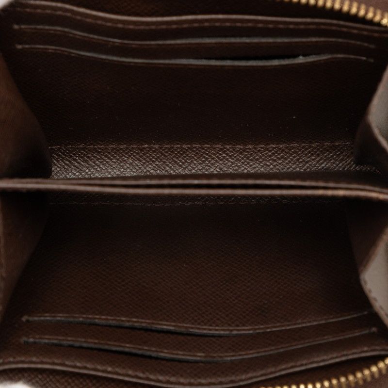 Louis Vuitton Damier Ebene Zippy Coin Purse Wallet Brown Leather — view 5