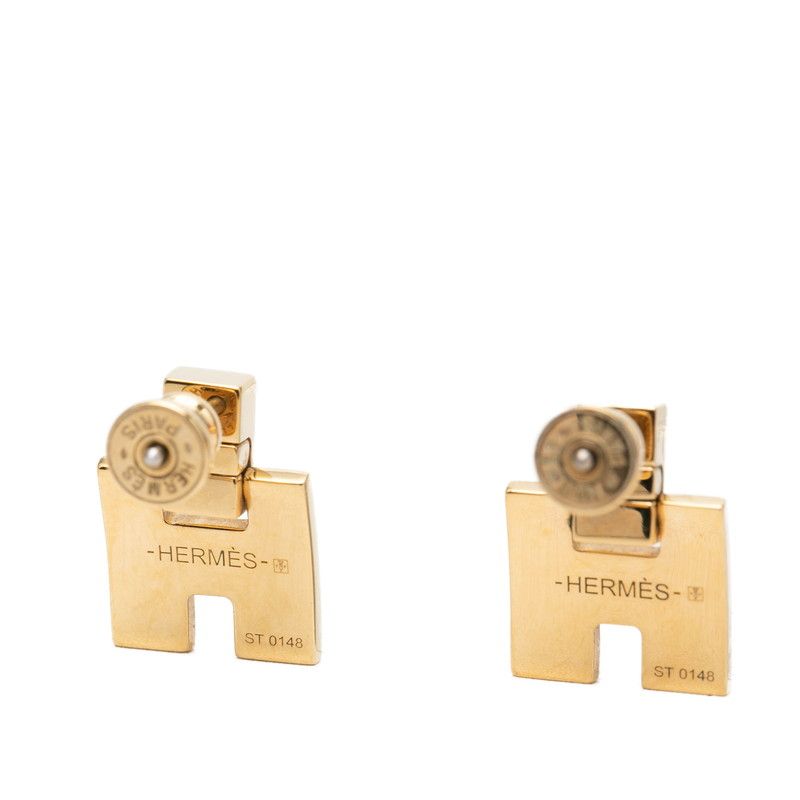 Hermes Irene Earrings Gold White Plated — view 3