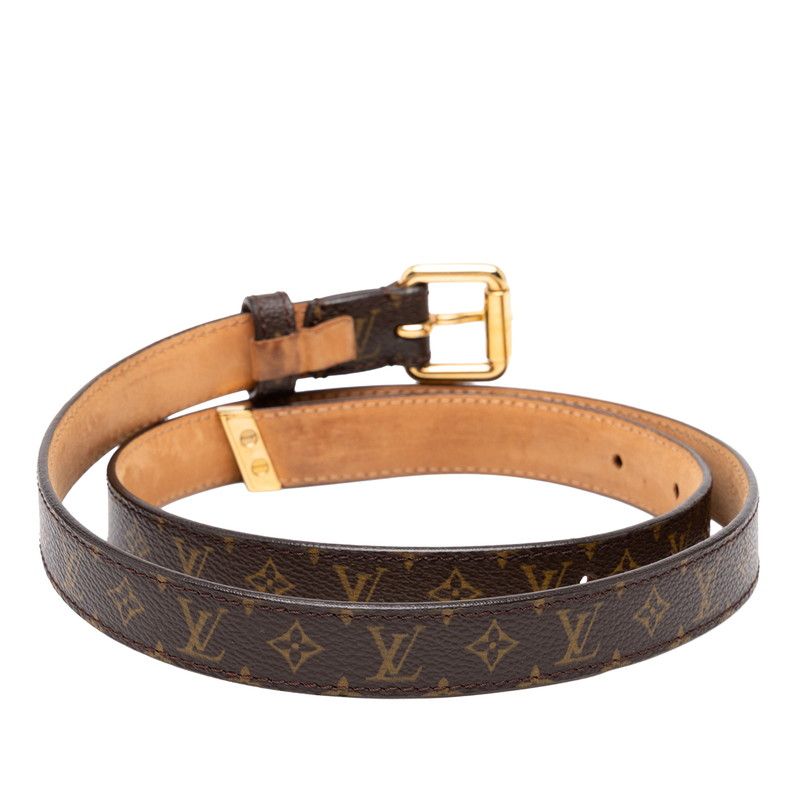 Louis Vuitton Monogram Ceinture Belt 80/32 Brown Gold Leather — view 3