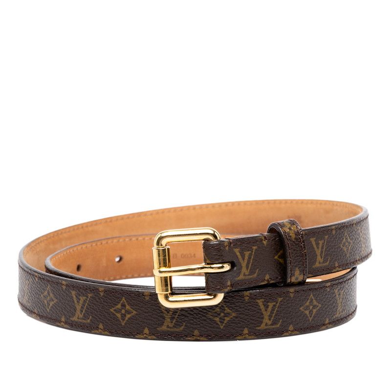 Louis Vuitton Monogram Ceinture Belt 80/32 Brown Gold Leather